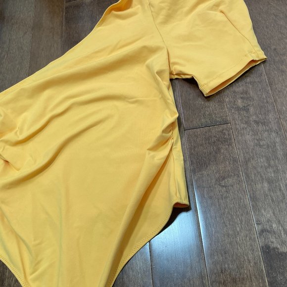 NWT Free People Somethin' Bout You One Shoulder Short Puff Sleeve Bodysuit sz XL - Picture 7 of 12